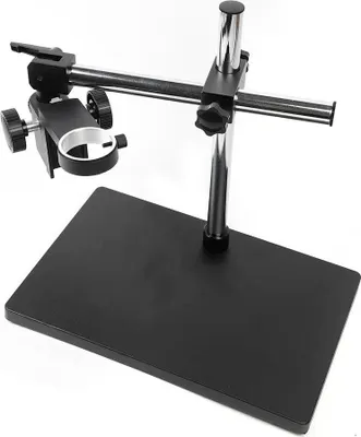 Produktbild von Mikroskop-Stativ - Tischstativ aus Legierung - Multi-Achs-Rotation - Höhenverstellbar bis 32 cm - Für Ø 50 mm Mikroskope - Schwarz
