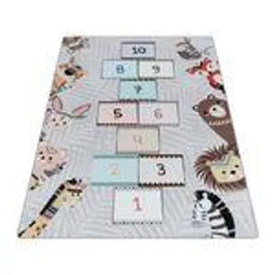 Produktbild von Homebyhome Kinderteppich Hüpfkästchen Design Jungen Teppich Mädchen, Spielteppich Kinderzimmer Teppich, Robust, Grösse: 100x150 cm