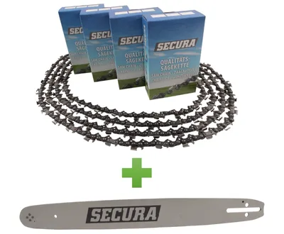 Produktbild von 4 Sägeketten Vollmeißel + Schwert passend Husqvarna 346 - 38cm 0.325' 64TG 1,5mm