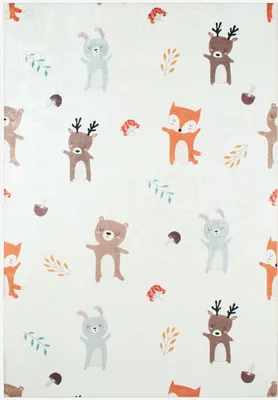 Produktbild von sweeek - Weißer Kinderteppich mit Tiermotiven