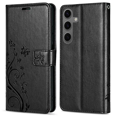 Produktbild von betterfon Klapphülle für Samsung Galaxy S24+ - Handyhülle mit Kunstleder - Schutzhülle mit Kartenfächern - Blumendesign