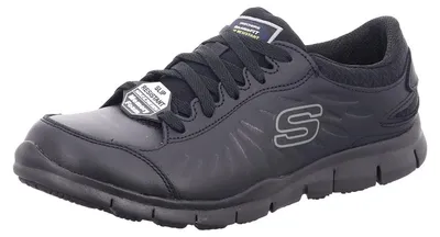 Productafbeelding van Skechers veterschoenen voor dames, sportief model, rubberen zool, zwart