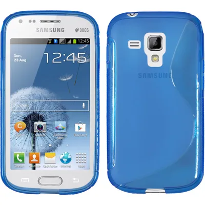 A front and back view of a blue silicone phone case on a white background.