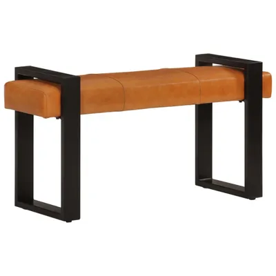 Zdjęcie produktu dla Ławka, czarno-brązowa, 110 cm, naturalna kozia skóra