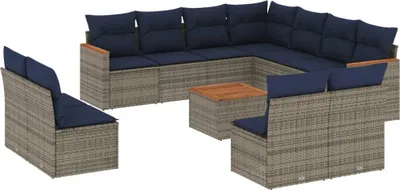 Zdjęcie produktu dla vidaXL 12-częściowa sofa ogrodowa z poduszkami, szara, z polirattanu