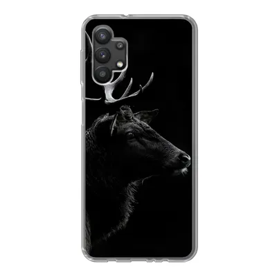 Produktbild von MuchoWow® Handyhülle Schutzhülle Hülle für Samsung Galaxy A32 5G Hirsch - Schwarz - Porträt - Geweih - Tiere Silikon Softcase Handy Hülle - Softcase