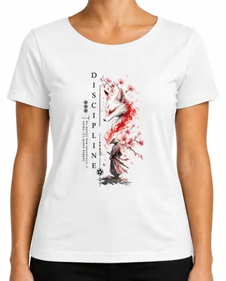 Imagen del producto de Camiseta blanca para mujer, talla S, con diseños de "Samurai", "Kitsune", "Fuchs", "Katana", "Japón", "Y2K" y "Bushido Ronin"