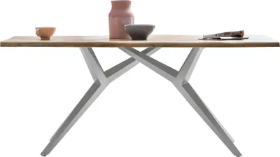 Produktbild von SIT Möbel Esstisch Baumkante | Tischplatte 36 mm Akazie natur | 180 x 90 cm | Gestell Metall antiksilbern | B 180 x T 90 x H 76 cm | 15271-40 | Serie TABLES & CO