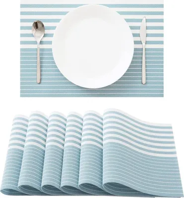 Produktbild von 6-teiliges Set rutschfeste abwaschbare Platzsets - PVC - strapazierfähig - hitzebeständig - schmutzabweisend - waschbar - Küche - Esstisch - blau