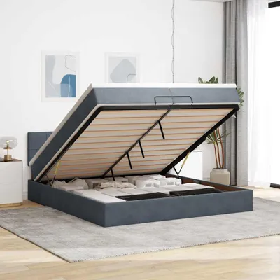Produktbild von Möbel Ottoman-Bett mit Matratze Dunkelgrau 200x200 cm Samt - Klassische Betten 3311796