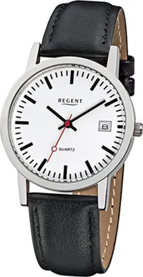 Image de Regent Montre homme collection bracelet cuir femme montre homme bracelet cuir noir mouvement à quartz analogique D1URF794