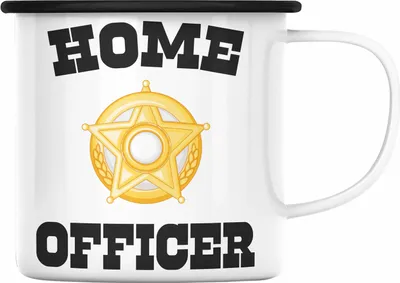 Produktbild von Trendation - Home Office Geschenk Emaille Tasse Emaille Emaille Tasse Homeoffice Zubehör Gadget Geschenke Männer Frauen Lustig Home Officer (Schwarz)