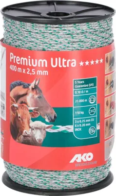Image de AKO Premium Ultra toron,2,5mm,400m blanc/vert 6xniro 0,2+3xCU0,25