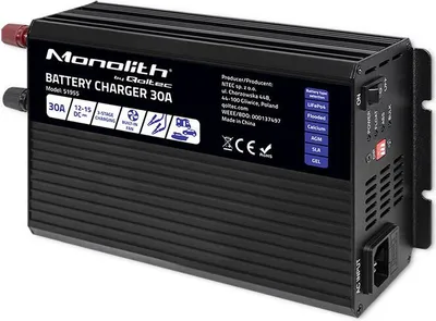 Zdjęcie produktu dla QOLTEC 51955 Inteligentna ładowarka Monolith do akumulatorów LiFePO4 AGM GEL SLA / 30A / 12V