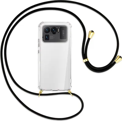 Produktbild von Handykette Backcover-Schutzhülle mit Band (Metall goldfarben) für Xiaomi Mi 11 Ultra - schwarz