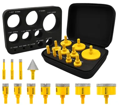 Diamantbohrer-Set 11-tlg. 6–65 mm + 35 mm für Fliesen