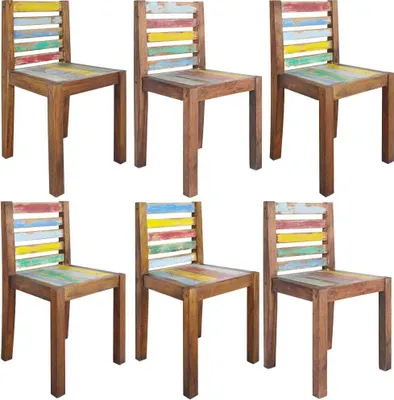 Image de Chaises à manger lot de 6 bois de récupération solide