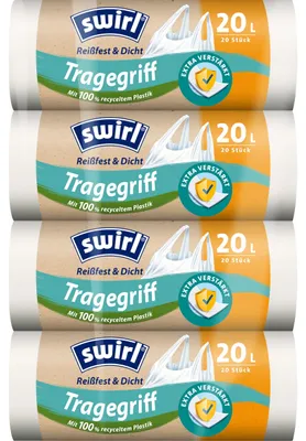 Produktbild von Swirl Reißfest & Dicht Tragegriff Müllbeutel 20 l (4 x 20 Beutel), tropfsichere