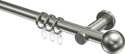 Produktbild von Interdeco Gardinenstange / Vorhangstange Edelstahl-Optik, Typ Platon Luino (Kugel), 20 mm Ø 1-läufig, 100 cm