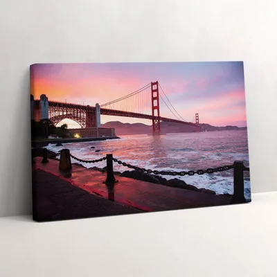 Produktbild von Blick auf die Golden Gate Bridge – Leinwandbild Wandbild – 30x20 cm – Leinwandbilder – Wandbilder – Schlafzimmer – Flur