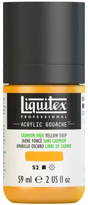 Produktbild von Liquitex 2059891 Professional Acryl Gouache - Kadmiumfrei Gelb Dunkel, 59ml Flasche, matt - Acrylfarbe mit Gouache Eigenschaften, Hochdeckend, Wasserfest & Lichtecht – Acrylic Gouach - 59ml, Kadmiumfr