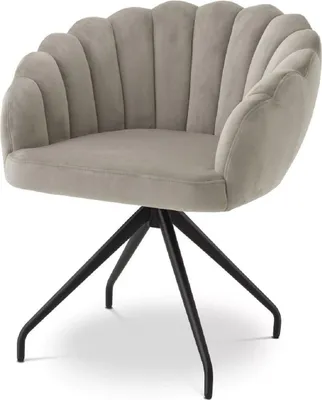 Produktbild von Casa Padrino Luxus Esszimmerstuhl Greige / Schwarz 65,5 x 64 x H. 78,5 cm - Drehstuhl mit edlem Samtsoff - Esszimmer Möbel - Luxus Möbel - Luxus Einrichtung - Esszimmer Einrichtung