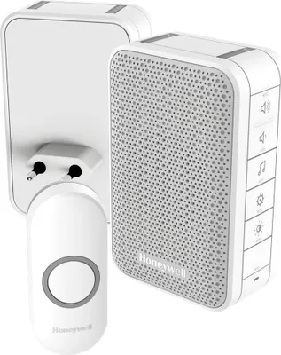 Produktbild von Honeywell tragbare und steckbare Trklingel - Mit Lautstrkeregler und Druckknopf - Wei