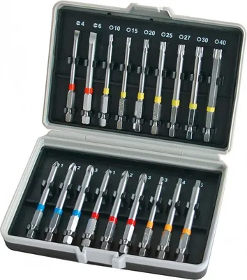 Image de HM Müllner Bit Box, 18 pièces, système de code couleur, acier S2, embouts hexagonaux, boîte en plastique 3018S