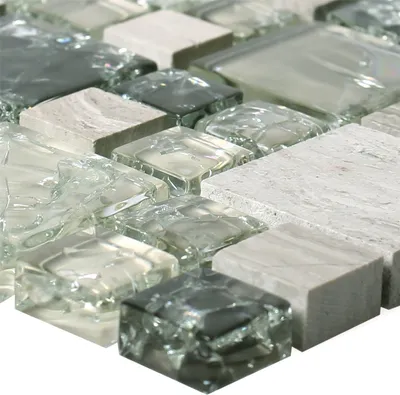 Produktbild von Glas Marmor Mosaikfliesen Grün Grau Malawi Bruchglas 2 Mix
