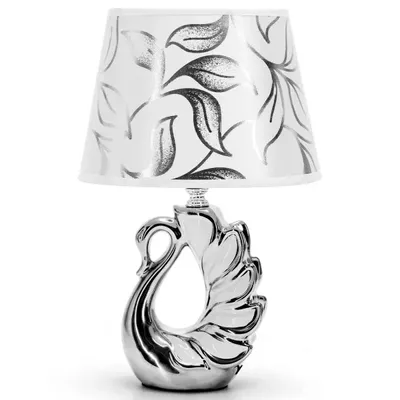Imagen del producto de Lámpara de mesa cerámica con base de cisne, 33 cm, color plateado