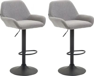 Produktbild von CLP 2er Set Barhocker Braga Stoff drehbar und höhenverstellbar grau Gestell Farbe schwarz