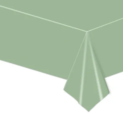 Productafbeelding van Wegwerp tafelkleed, saliegroen, 137x274 cm, rechthoekig, voor feestjes en huishoudelijk gebruik