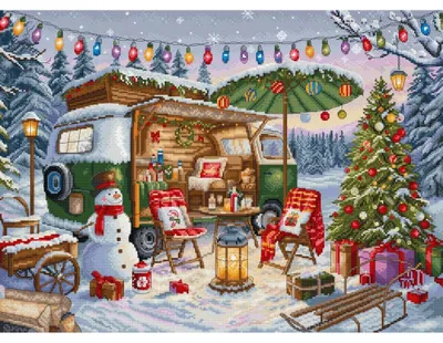 Productafbeelding van Kruissteekset Letistitch "Kersttrailer", 42x30 cm