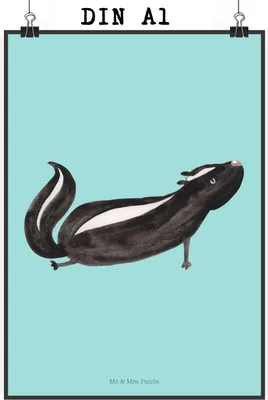 Produktbild von Mr. & Mrs. Panda Bild Stinktier Yoga DIN A1 - Türkis Pastell - Geschenk, Namaste, Wandschmuck, drucke, Posterdruck, wanddeko, Wildtier, Raubtier, Liebe, Wandbild