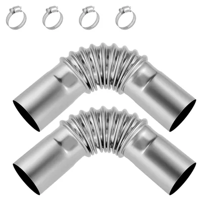 Immagine prodotto di Set di 2 raccordi angolari in acciaio inossidabile per tubi di scarico, diametro 25 mm, lunghezza 13 cm