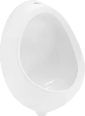 Obrázek produktu pro ECD Germany Přívod do pisoáru shora, vývod dozadu, 35x42x30 cm, bílý, keramický, kulatý pisoár, splachovací okraj uzavřený, WC pisoár s odsávací mísou