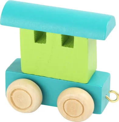Produktbild von Small Foot Design 10346 'Buchstabenzug bunt' Holz Waggon, grün/türkis (1 Stück)
