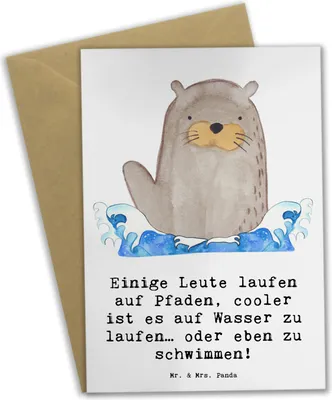 Produktbild von Mr. & Mrs. Panda Grußkarte Schwimmen Pfade - Weiß - Geschenk, weihnachtskarten, osterkarte, Sportart, Training, osterkarten, Sportler Geschenke, Sport, Grußkarten, Wasser