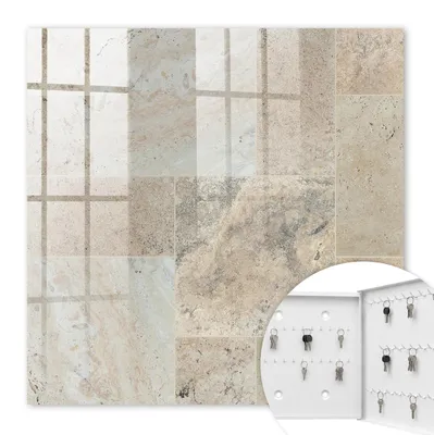 Produktbild von Metall Schlüsselkasten 30 x 30 cm - weißer Schlüsselschrank zur Wandmontage - wandhängende Schlüsselbox mit Tür - rechts öffnend - Schlüsselaufbewahrung für Flur - Büro - Arbeitszimmer - Werkstatt - Garage - Marmorfliesen