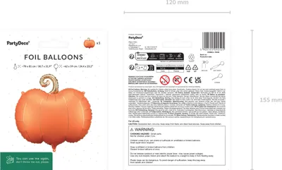 Produktbild von Folienballon Kürbis 62x59cm Orange / Gold