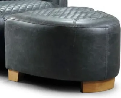 Produktbild von Casa Padrino Luxus Leder Fußhocker Vintage Blau / Hellbraun 60 x 59 x H. 35 cm - Echtleder Hocker - Wohnzimmer Möbel - Echtleder Möbel