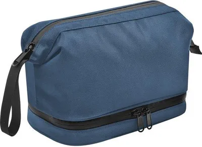 Image de Trousse de toilette de voyage pour homme : trousse de toilette de voyage étanche, trousse de toilette de voyage avec compartiments secs et humides, trousse de toilette de voyage compacte pour articles de rasage et de toilette (bleu)
