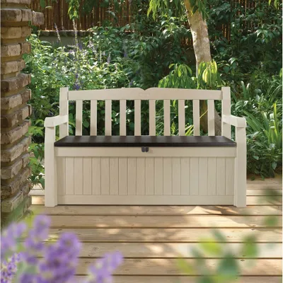 Image de Keter Bank Cabinet Armoire de rangement polyvalente Armoire de jardin Banc de jardin 265 L, Beige/Brun