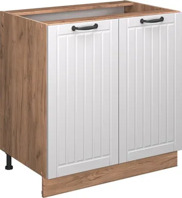 Produktbild von Küchenunterschrank Vicco Fame-Line Weiß Landhaus 80 cm mit Regal, ohne Arbeitsplatte, Model 57186