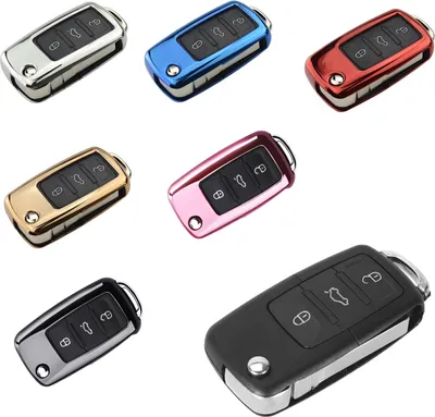 Image de Boîtier étui clés pour VW Golf Polo Passat Touran T5 Lupo Fox Beetle, Couleur de la couverture des clés:Rouge
