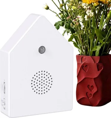 Obrázek produktu pro Hudební box ve tvaru ptáka – reproduktor ve tvaru ptáka – vytváří relaxační atmosféru – s pohybovým senzorem – 15 cm – bílá barva