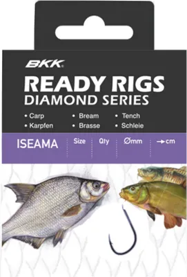 Produktbild von BKK Ready Rig Diamond 70cm Iseama GD - 10 gebundene Friedfischhaken, Hakengröße/Schnurdurchmesser:Gr. 8 / 0.18mm