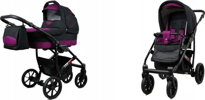 Produktbild von BabyLux® Largo | 2in1 Kinderwagen Set | Black Purple | Kombikinderwagen | Kinderwagenset | Buggy