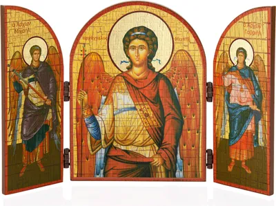 Produktbild von NKlaus Erzengel Michael Ikone Triptychon MDF-Holz 25x16cm Christlich 13818