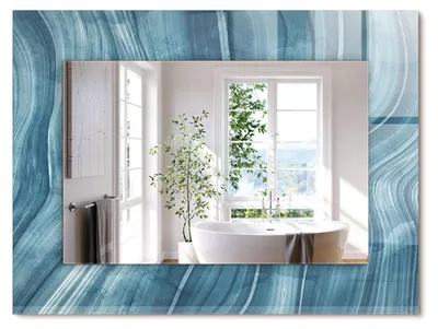 Produktbild von Abstrakte blaue Linien – Rechteckiger Spiegel mit Druck 80x60 cm – Modern - Dekorativ für die Wand